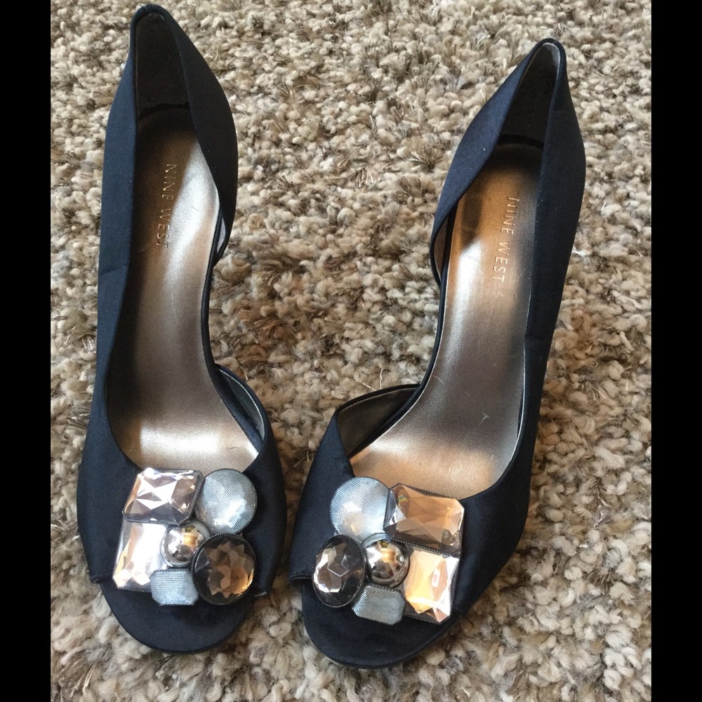 Nine West Black Jeweled High Heels.